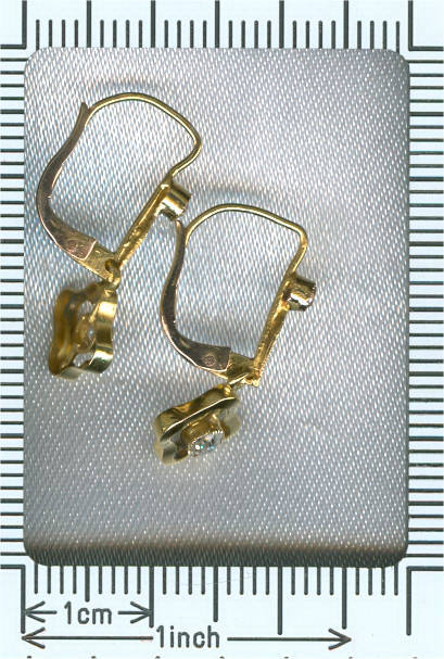 Yellow gold vintage earrings with old mine brilliant cut diamonds